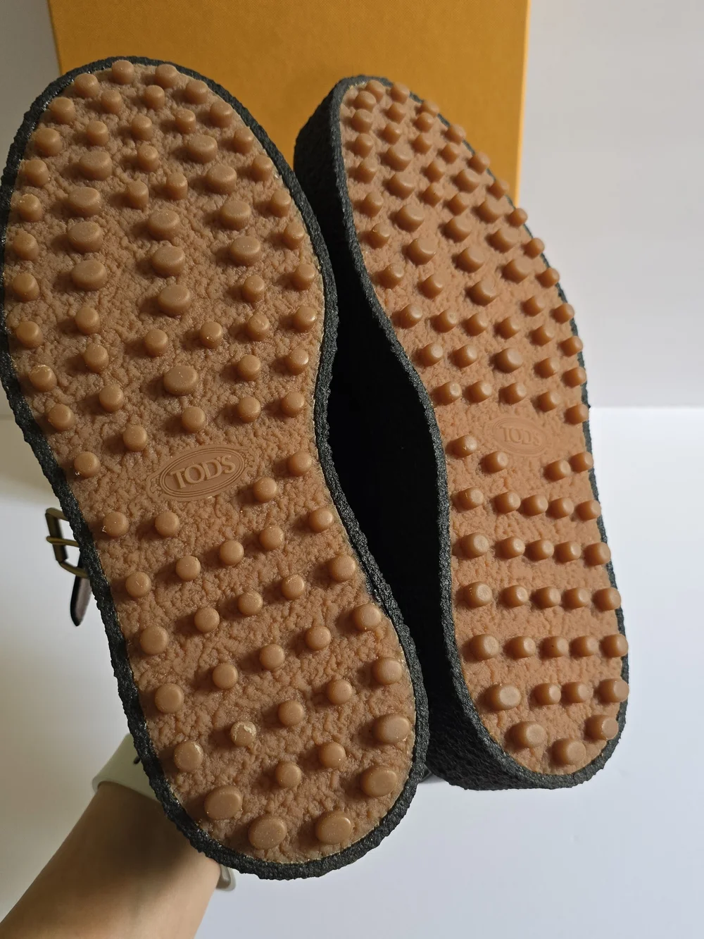 TOD'S Leather Loafer Shoes Size 39.5 Black White - Picture 10 of 10